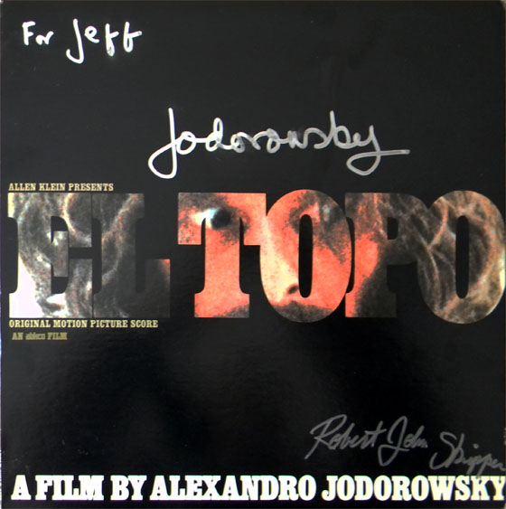 Apple Records LP signed by Jodorowsky and actor Robert John Skipper (El Topo's son).