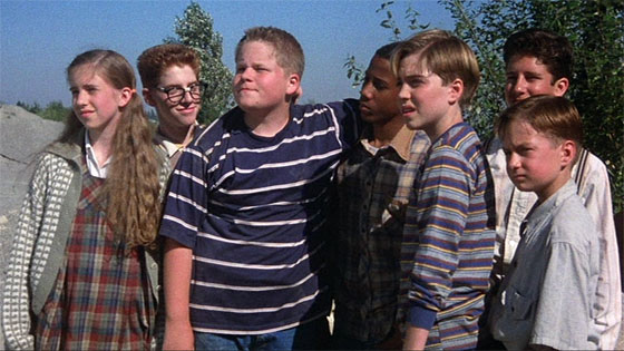 The Losers Club: Beverly (Emily Perkins), Richie (Seth Green), Ben (Brandon Crane), Mike (Marlon Taylor), Bill (Jonathan Brandis), Stan (Ben Heller), and Eddie (Adam Faraizl).