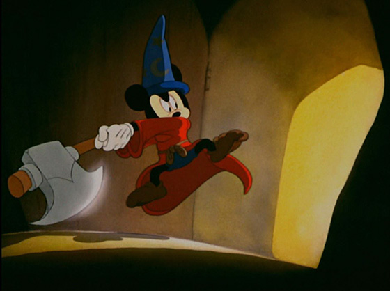 Mickey gets murderous when a broom gets out of control in "The Sorcerer's Apprentice."