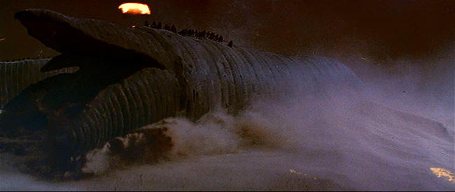 The Fremen ride sand worms in the climactic siege.