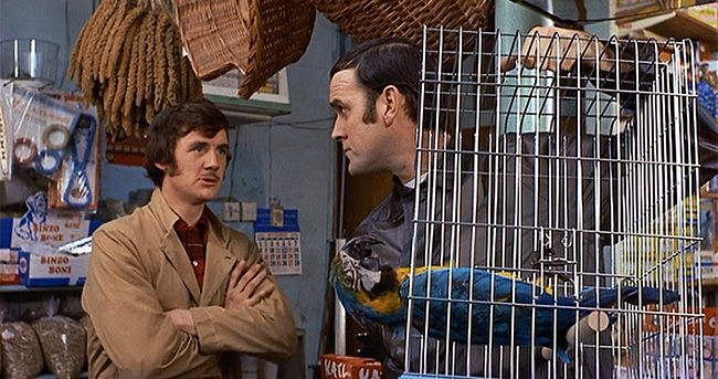 The notorious "Dead Parrot" sketch, featuring Michael Palin and John Cleese.