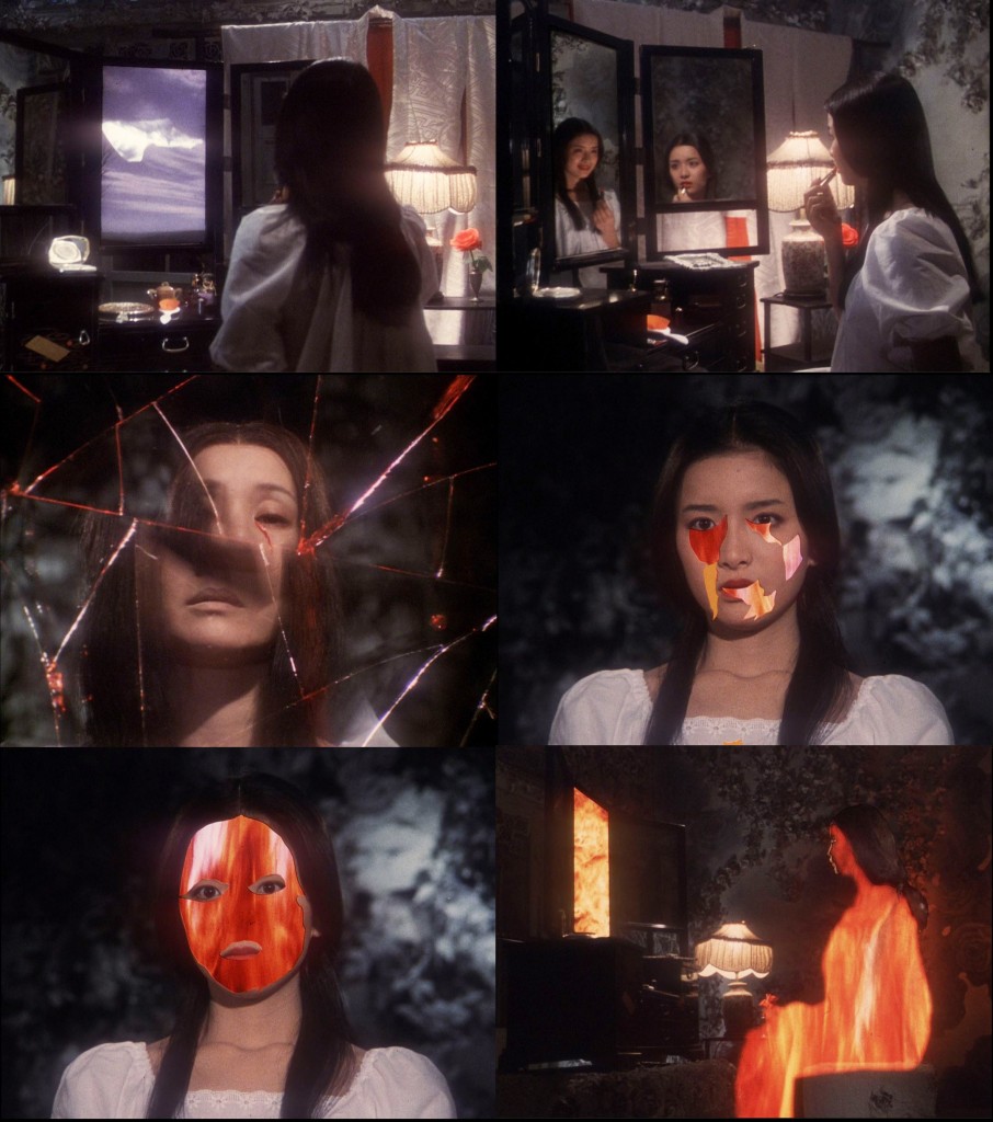 Gorgeous (Kimiko Ikegami) is consumed by the mirror.