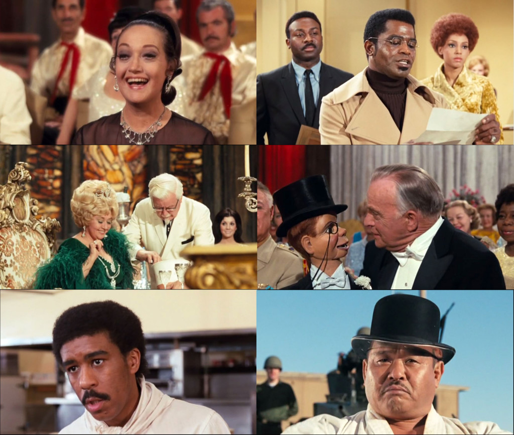 Some of The Phynx's many cameos: Dorothy Lamour, James Brown, Joan Blondell and Colonel Sanders, Charlie McCarthy and Edgar Bergen, Richard Pryor, Harold "Oddjob" Sakata.