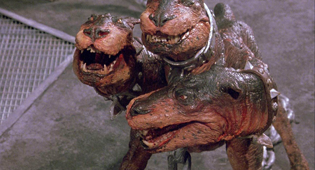 The stop-motion animated Cerberus, guarding the River Styx.