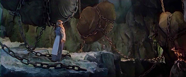 Annikki (Eve Kivi) discovers the weather chained up in Louhi's mountain.